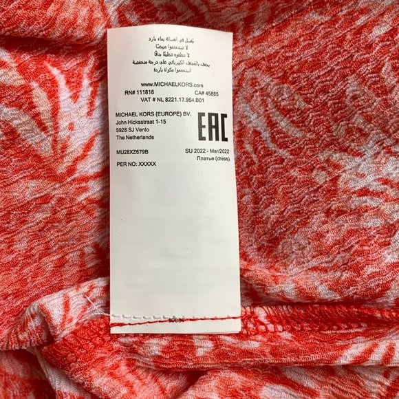 Michael Kors Red Ruffled Dress Floral Pattern - Size M - Picture 9 of 9